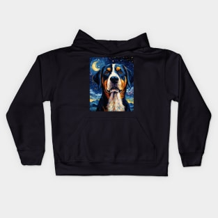 Greater Swiss Mountain Dog Starry Night Kids Hoodie